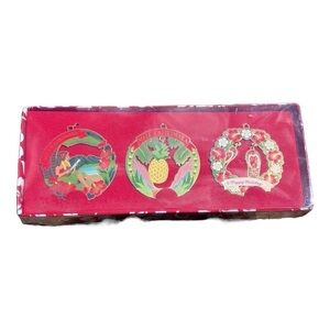 Hawaiian Mele Kalikimaka Christmas Metal Die-Cut Ornament 3 PC Gift Set NEW